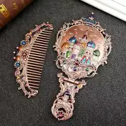 Handheld Mirror Set, Vintage Makeup Mirror and Comb Antique Princess Castle Vani