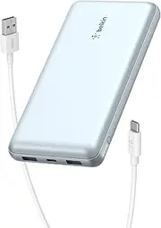 [Belkin] BoostCharge USB-C Portable Charger 20,000 mAh, 20K Power Bank w/ 1 USB-C Port and 2 USB-A Ports & Included USB-C to USB-A Cable for iPhone 15/Plus/Pro/Pro Max, Samsung Galaxy S24 & More - Blue