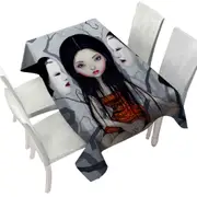 Scary Art Lovely Maiden and Faceless Ghosts Tablecloth