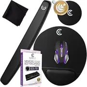 4pc Keyboard Wrist Rest Pad and Full Ergonomic Mouse Pad with Wrist Support Included for Set - Memory Foam Cushion - New Improved Shape - Prevent Carpal Tunnel RSI When Typing on Computer, Mac, Laptop