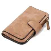 Women Matte PU Leather Large Capacity Long Wallet for iPhone Mobile Phone Under 4.7 Inch BROWN COLOR