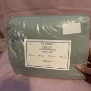 USA Classic Crest Solid Percale Twin Sheet Set NIP