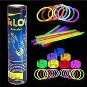 YALLOVE Glow Sticks Bulk, 100 Pcs 8 Inch 7 colors Glow Sticks with Connectors Multi-Use Glowsticks for Dark Party Supplies, Neon Party Glow Necklaces and Glow Bracelets for Kids and Adults