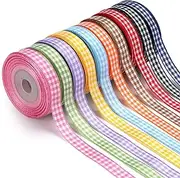 WRAPLA 10 Rolls Gingham Ribbon Set - 10mm Wide 9m/Roll Easter Craft Ribbon for Gift Wrapping, Wedding Decorations, Hair Accessories & Aussie Florist Supplies (3/8" x10yd)