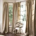DRAPE PANEL 2PC SET BACKDROP BURLAP 100% JUTE CURTAIN 14ft 168" x 60" NATURAL