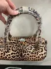 Vegan Leather Leopard Print Tumbler bag with large jewel opening NWT