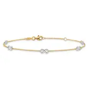 10K Solid Two Tone Gold Infinity Love Knot Anklet Bracelet