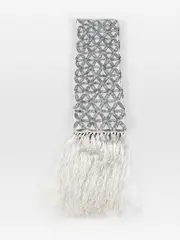 Grey Silk Sequin Embroidered Scarf