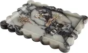Nawgnail Natural Calacatta Viola Scalloped Marble Tray 10.8""x8"", Luxury Vanity Tray for Bathroom Kitchen Counter, Decorative Tray for Dresser Home Decor, Plate Holder for Tissues, Candles, Towel
