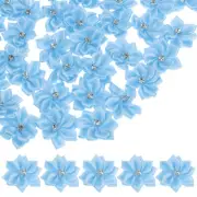 150-pack Satin Ribbon Flowers, 1.2 Inch Fabric Flowers for Crafts [Light Blue]