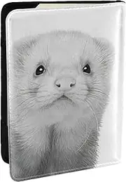 [EdWal] Ferrets Print Passport Cover with Credit Card Holder Leather Passport Case, for Women Men Family ID Travel, Black, One Size