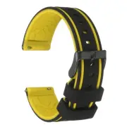 Silicone Watch Bands 24mm Soft Watch Bands with Frosted Buckle, Black Yellow