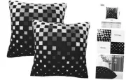 Black and White Checkered Geometric Throw Pillow Cover Set of 2 Decorative