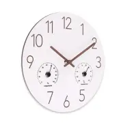 10Inch Wall Clock with Temperature & Humidity, Wooden Frame Wall Clocks, Swee...