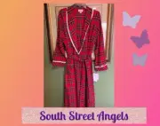 LANZ OF SALZBURG ~ RED PLAID ~ LONG FLANNEL ROBE ~ SIZE SMALL / MEDIUM