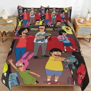 a1407 Bob\'s Burgers Duvet Cover Set, 3 Piece Bedding Set 86x70" Double Sided Printing Decorative Comforter Cover Set (1 Duvet Cover + 2 Pillow Shams)