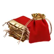 Velvet Drawstring Bags 3.15x3.94 Inch Gift Bags Jewelry Pouches Red 25Pcs