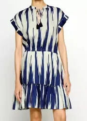 NWT $165 Lauren Ralph Lauren Aztec Print Linen Tassel Tie Neck Lined Dress sz 16