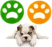 Reusable Pet Hair Remover Brush, Cat Lint Dog Fur for Laundry Washing Machine (1 Green + 1 Orange, Round)