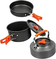 HONMEET Camping Crockery Kit Pot Portable Outdoor Cookware Set Non-Stick Pan Utensils for Hiking BBQ Outdoor Cooking