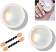 Neon Iridescent Chrome Nail Powder Set for Nails Polish,Magic Nail Powder Salon Metallic Neon Nail Pigment White Pearl Mermaid Rainbow Etc for Gel Nails Glitter Decoration 2 Pcs