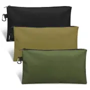 3 Pack Canvas Tool Bag Zipper Pouch Multipurpose Storage Organizer w/ Carabiner