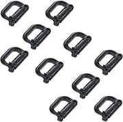 Y8HM 10 Pcs Tactical Multipurpose Thick Plastic D-Ring Locking Hanging Hook Tactical Link Snap Keychain Button Release for Molle Webbing