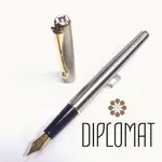 =小品雅集=德國 DIPLOMAT 迪波曼 TRAVELLER STAINLESS STEEL GOLD 鋼桿金夾鋼筆