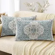 [SZXYCZL] Boho Throw Pillow Covers 12X20 Inch Set of 2,Bohemia Carpet Pattern Soft Pillowcases Decorative Sofa Living Room Bed Outdoor Pillow Case for Cushion Cover-Light Blue