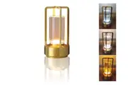 Cordless LED Table Lamp, Touch Control 3 Colour Dimmable Night Light, USB Rechargeable Metal Design