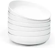 Jassceram 8.5 Inch Pasta Bowls Set of 6, 36 Oz Porcelain Salad Serving Bowls, Large Wide Bowls for Kitchen, Round Dinnerware Dishes - Dishwasher, Microwave, Oven Safe, 21.5cm, White