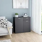 Buffet Storage Cabinet, Kitchen Storage Sideboard Side Cabinet Storage Cupboard Sideboard Grey 80x36x75 cm Engineered Wood