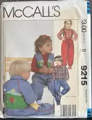 Vintage McCall's Pattern 9215 - Toddlers' Jacket Vest Pants With Suspenders Sz 4