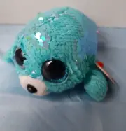 Ty Flippables Waves Teal Seal Bean Bag Plush Stuffed Animal Small 6" L New