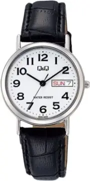 citizen Q&Q Watch Analog Waterproof Date Day Leather Belt A203-304 Women's