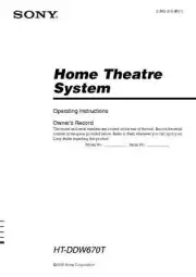 Sony HT-DDW670T Home Theater System Owners Manual