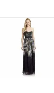 BCBG MAXAZRIA TAE Printed Strapless Silk dress Size 2