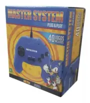 MASTER SYSTEM PLUG & PLAY - SEGA TECTOY BRAZIL CONSOLE W/ 40 GAMES - BLUE RARE