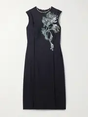 [JASON WU COLLECTION] JASON WU COLLECTION - Embellished Paneled Woven Midi Dress - Navy - US4 US 4 Blue