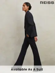 Reiss Navy Haisley Wool-Blend Tailored Flared Suit Trousers (M82190) | $310