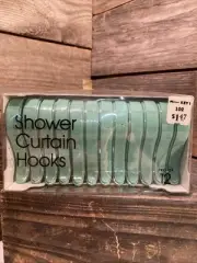 Vintage Retro Shower Curtain Hooks 12 Hard Plastic GREEN K-Mart USA