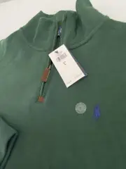NWT Polo Ralph Lauren Men’s 1/4 Zip Pullover Green Sweater Long Sleeve Large
