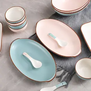 新款北歐風名流陶瓷菜盤微波爐專用陶瓷魚盤子飯碗湯碗面碗單個