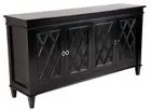 Satin Black 4 Door Diamond Pattern Buffet Table Sideboard Cabinet Display Decor