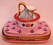 Limoges Trinket Box Peint Main France - Wash Bowl and Pitcher