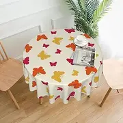 Butterfly Tablecloth Round Table Cloth 60 Inch Waterproof Party Table Covers for Picnic Kitchen Outdoor Yellow