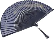 HOOTNEE Elegant Vintage Plume Folding Fan Handheld Chinese Style Dance Fan Decorative Bamboo