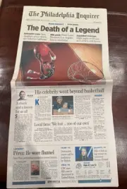 Kobe Bryant Death Hometown Newspaper - Philadelphia Inquirer - Jan 27, 2020