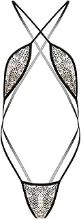 XYYHJK Sexy Micro Adult Porno Party Bikini String Camisole Expose Bikinis Swimwear Women One Piece Swimsuit High Elasticity Bodysuits (Color : Snake Print)