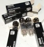 Quad (4) Electro Harmonix 6BM8 tubes - NEW - circa 2010 production.